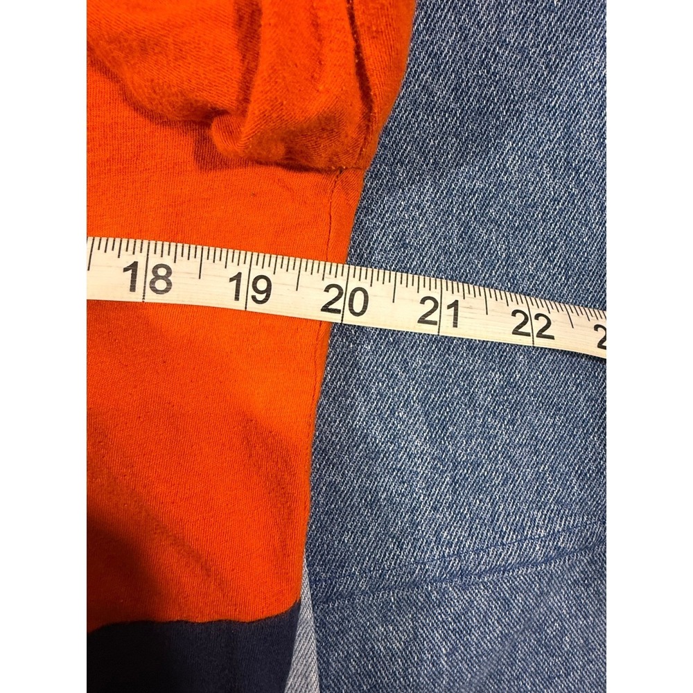 Majestic‎ Denver Broncos Orange Navy 3/4 Sleeve Rhinestone Logo Shirt Women XL - Picture 3 of 5